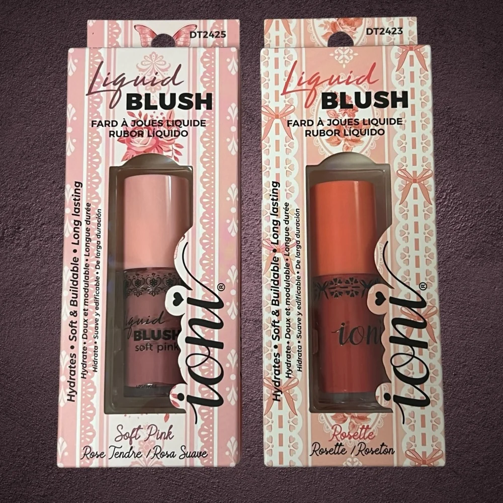 Ioni Liquid Blush Duo Set Soft Pink & Rosette Hydrating Buildable Long Lasting